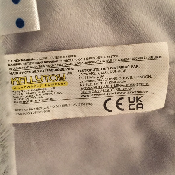 Kellytoy Lovey Grey Dinosaur Tags Baby Rattle Plush Security Blanket Lovey - Picture 5 of 5